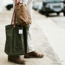 Waxed Canvas Market Tote, Olive